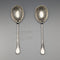 1916 British antique silver plate serving spoon pair